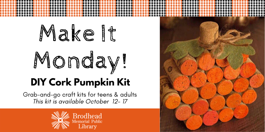 DIY Cork Pumpkin Craft Kit  Brodhead Memorial Public Library